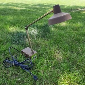 Vintage MCM Tensor Industrial Mini Metal Faux Wood Adjustable Desk Task Lamp